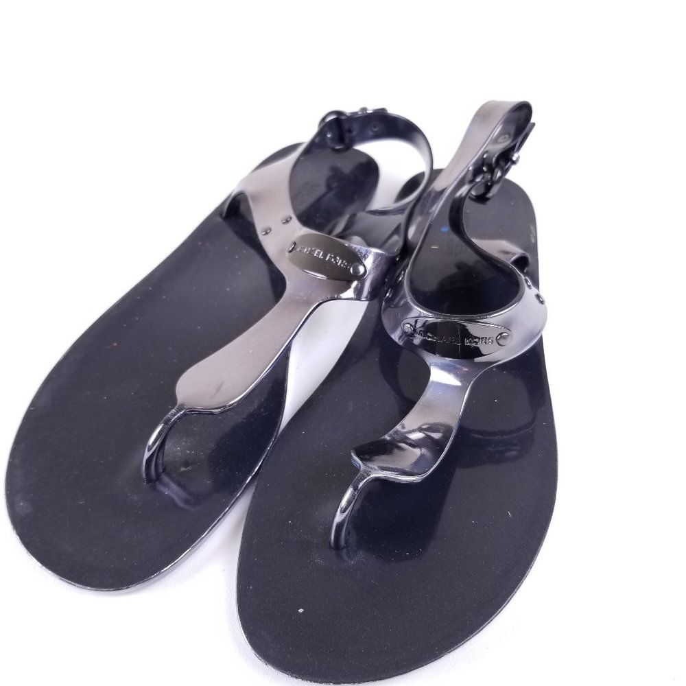 Women MK Michael Kors Plate Jelly Buckle Up Sandal